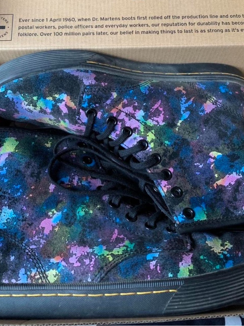 Dr. Marten’s Sheridan Black Rainbow Burst Suede